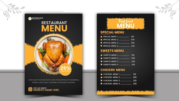 Menu nhà hàng đẹp màu đen vàng - in menu nhựa