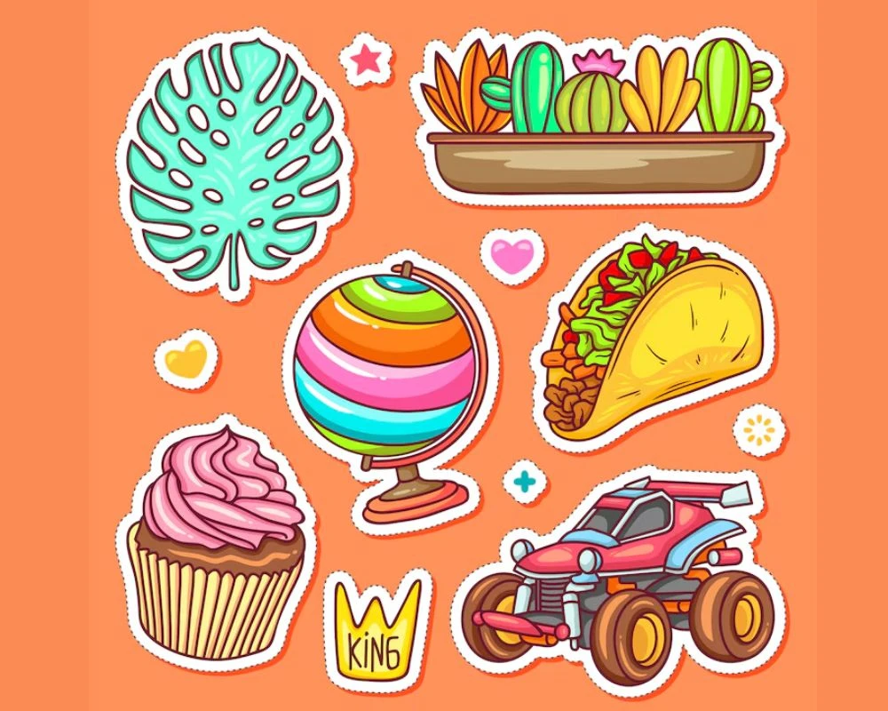 Sticker đồ ăn vặt chất liệu decal nhựa