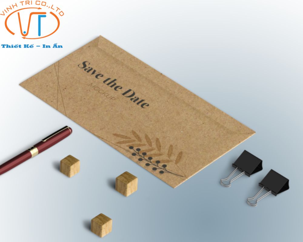 Người ta in bao thư giấy Kraft để làm thiệp cưới, thiệp mời