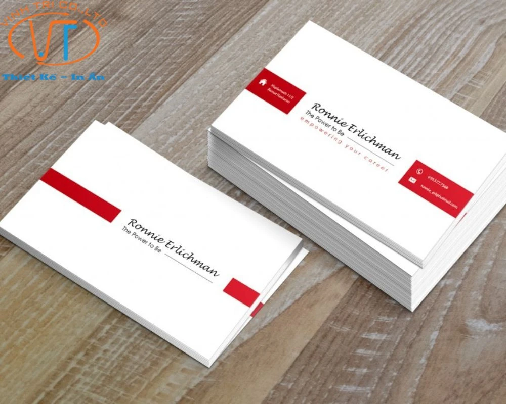 Mẫu danh thiếp có thiết kế nền trắng với một chút sắc đỏ độc đáo