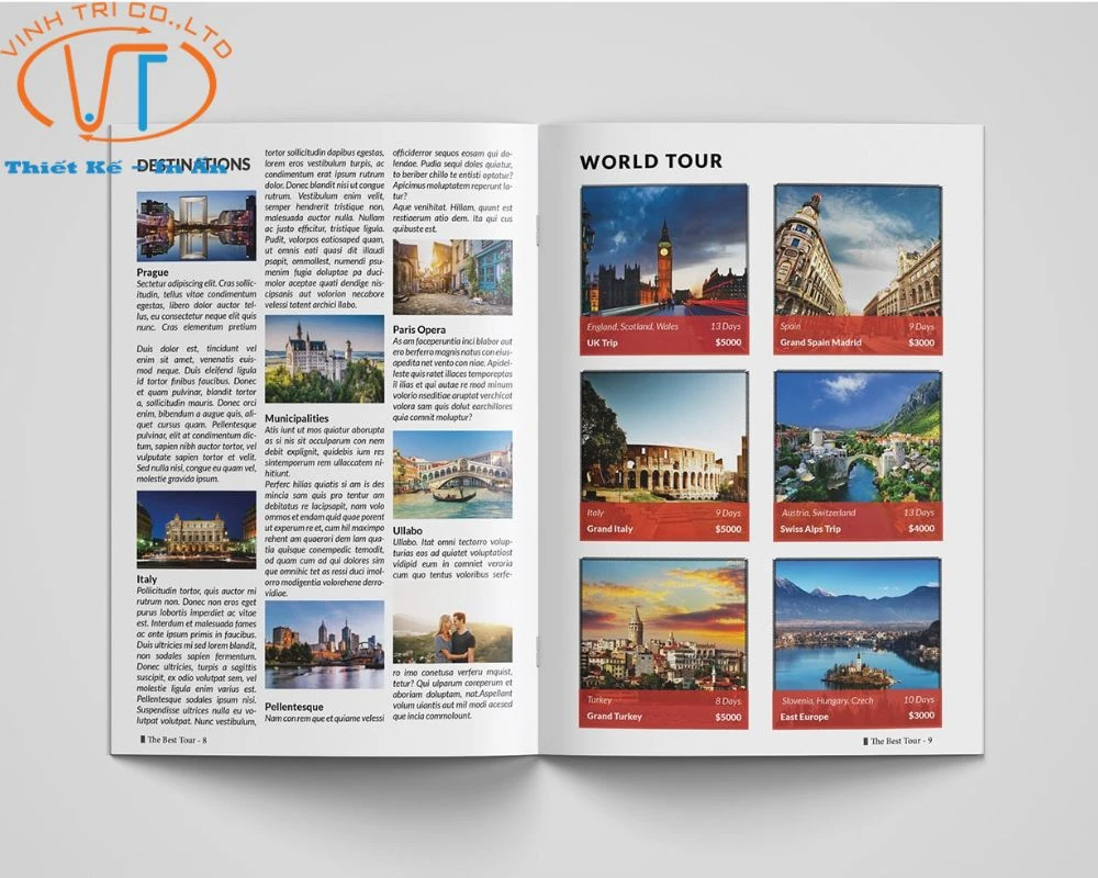 Mẫu catalogue khổ A4 giới thiệu về chương trình du lịch