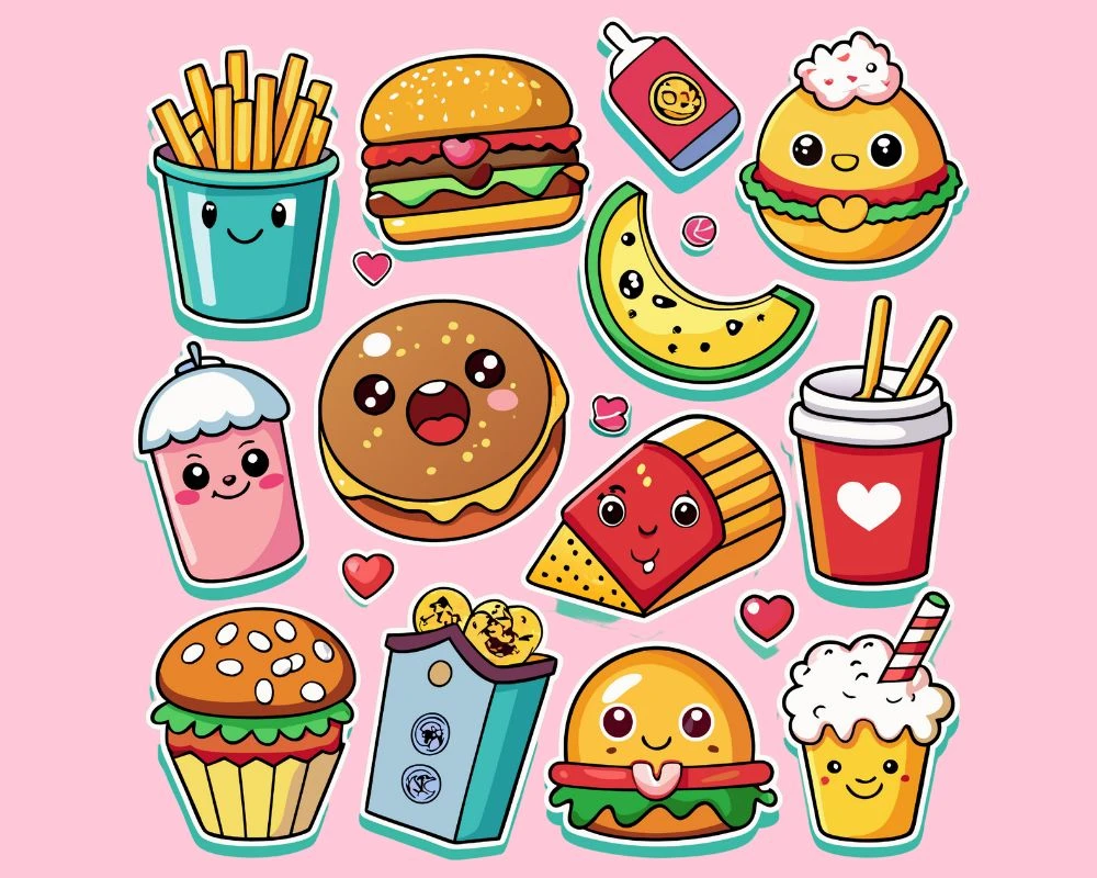 Mẫu sticker đồ ăn, thức uống