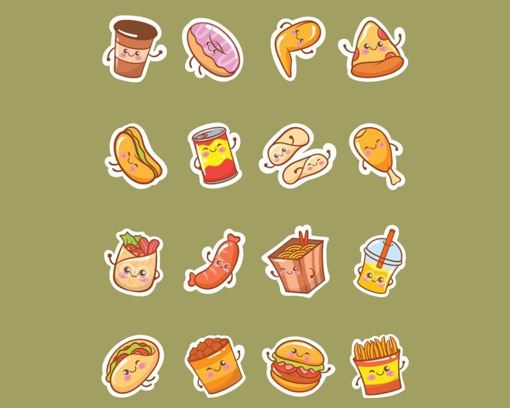 Mẫu sticker đồ ăn họa tiết nhỏ