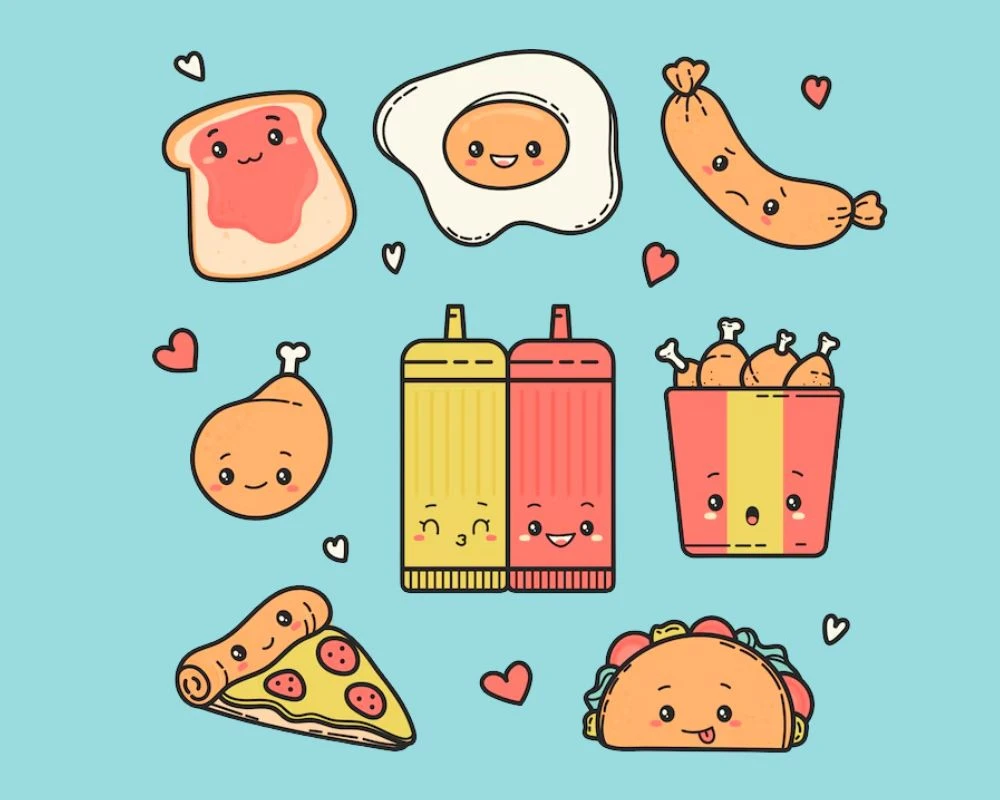 Mẫu sticker đồ ăn vặt về đồ ăn nhanh