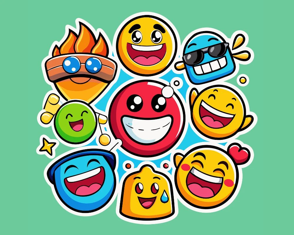 Mẫu sticker mặt cười nhiều màu sắc
