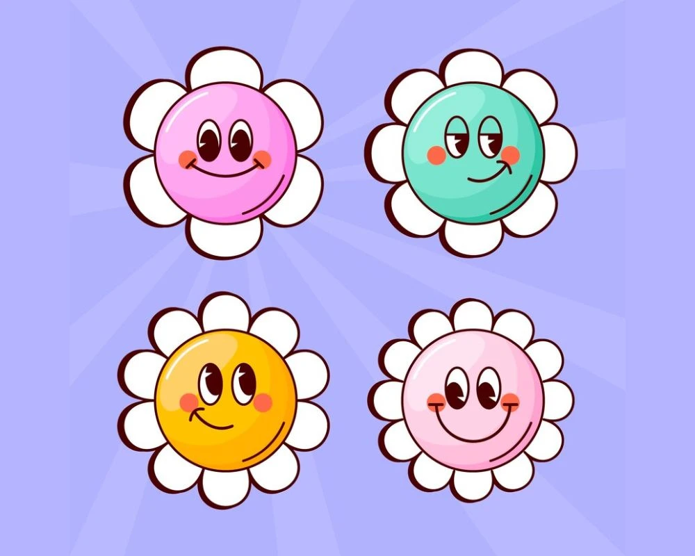 Mẫu sticker mặt cười hình bông hoa