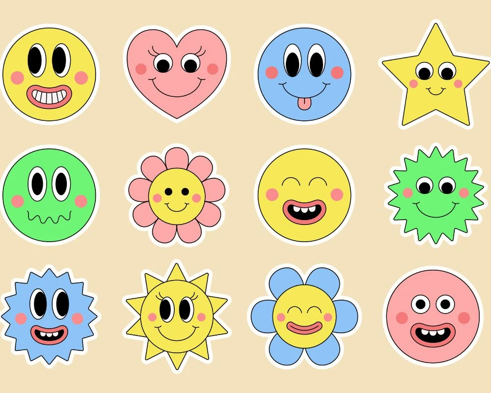 Mẫu sticker mặt cười đa dạng màu sắc