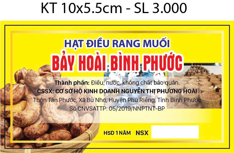 Tem hạt điều rang muối hình chữ nhật