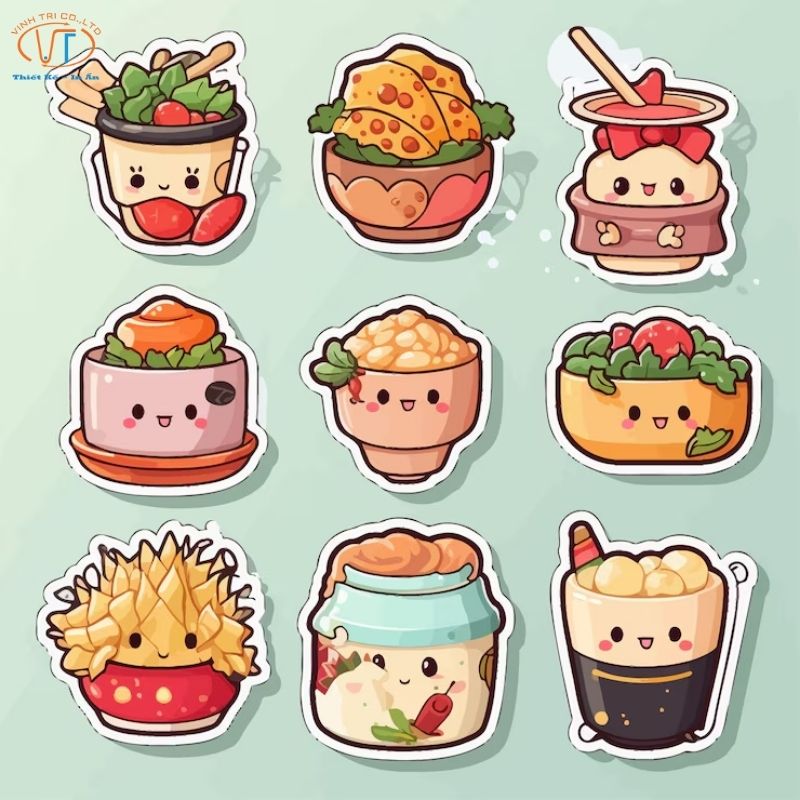 Sticker cute food họa tiết bắt mắt