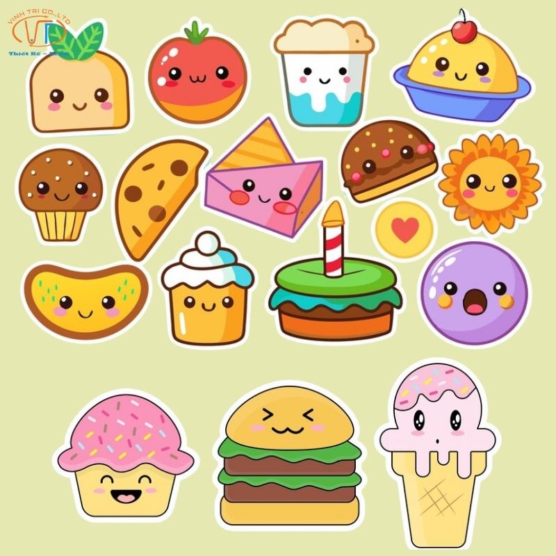 Sticker nhiều loại đồ ăn khác nhau