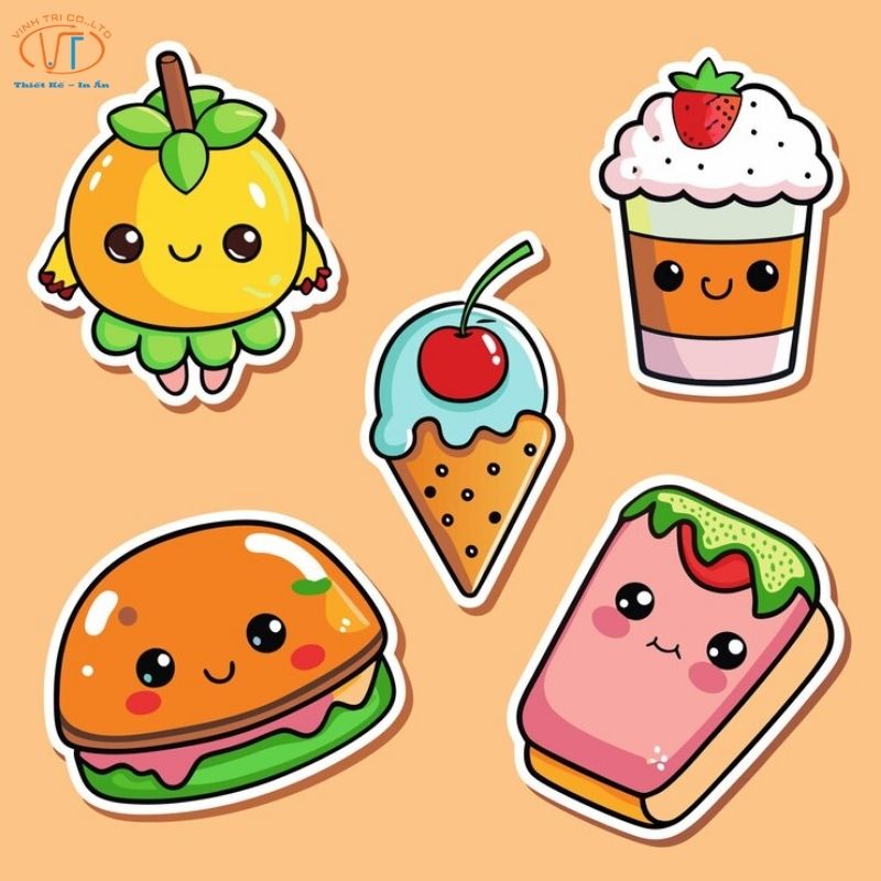 Mẫu sticker đồ ăn dễ thương