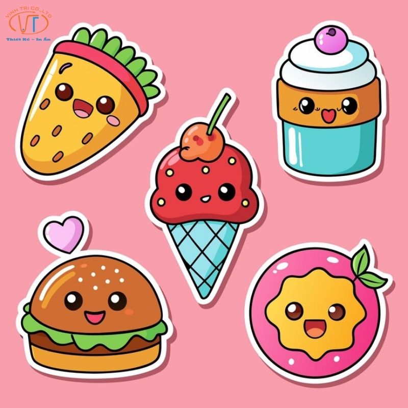 Mẫu sticker đồ ăn dễ thương