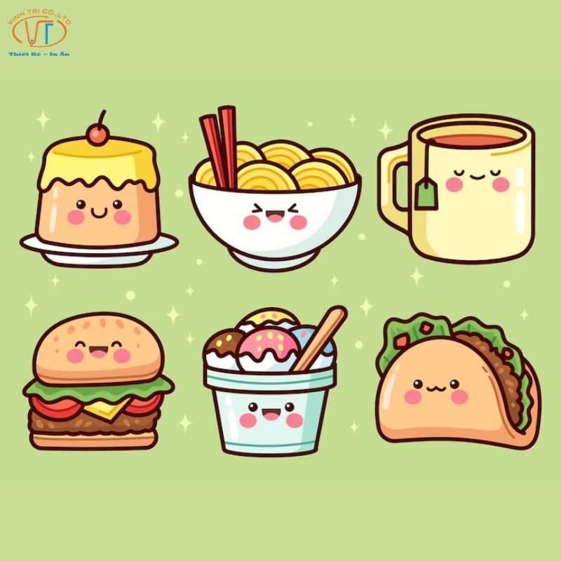 Mẫu sticker đồ ăn nước uống