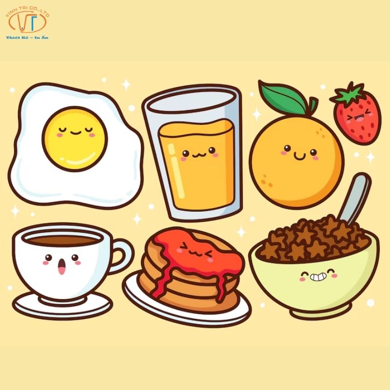 Mẫu sticker đồ ăn đáng yêu