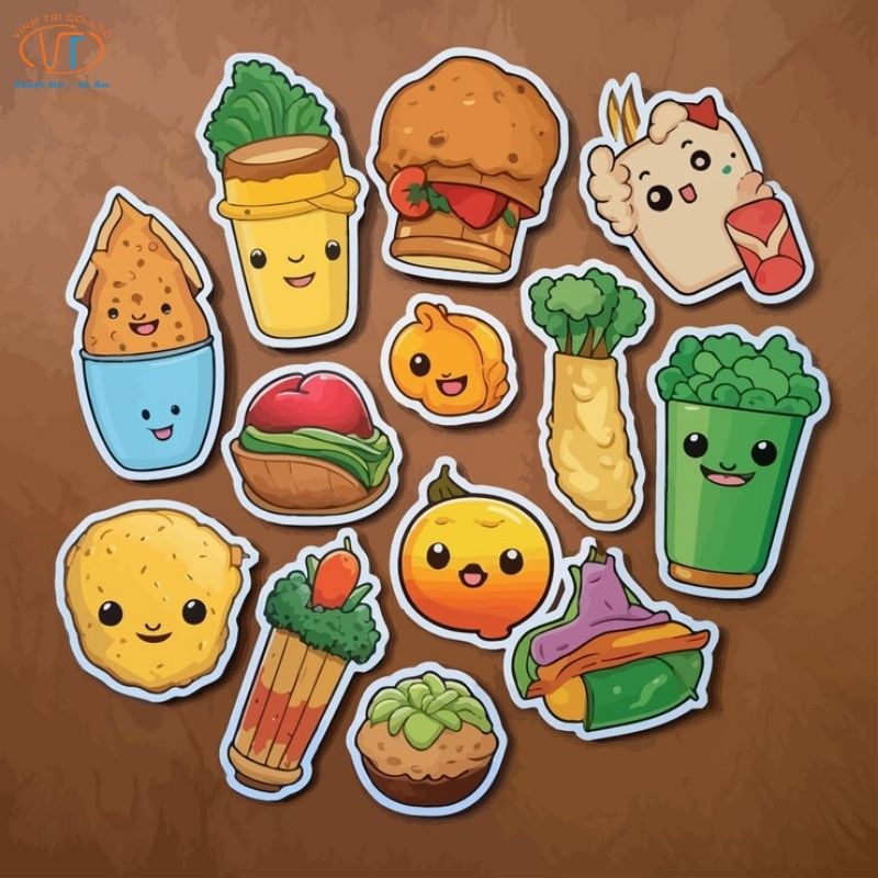 Sticker đồ ăn bằng nhựa