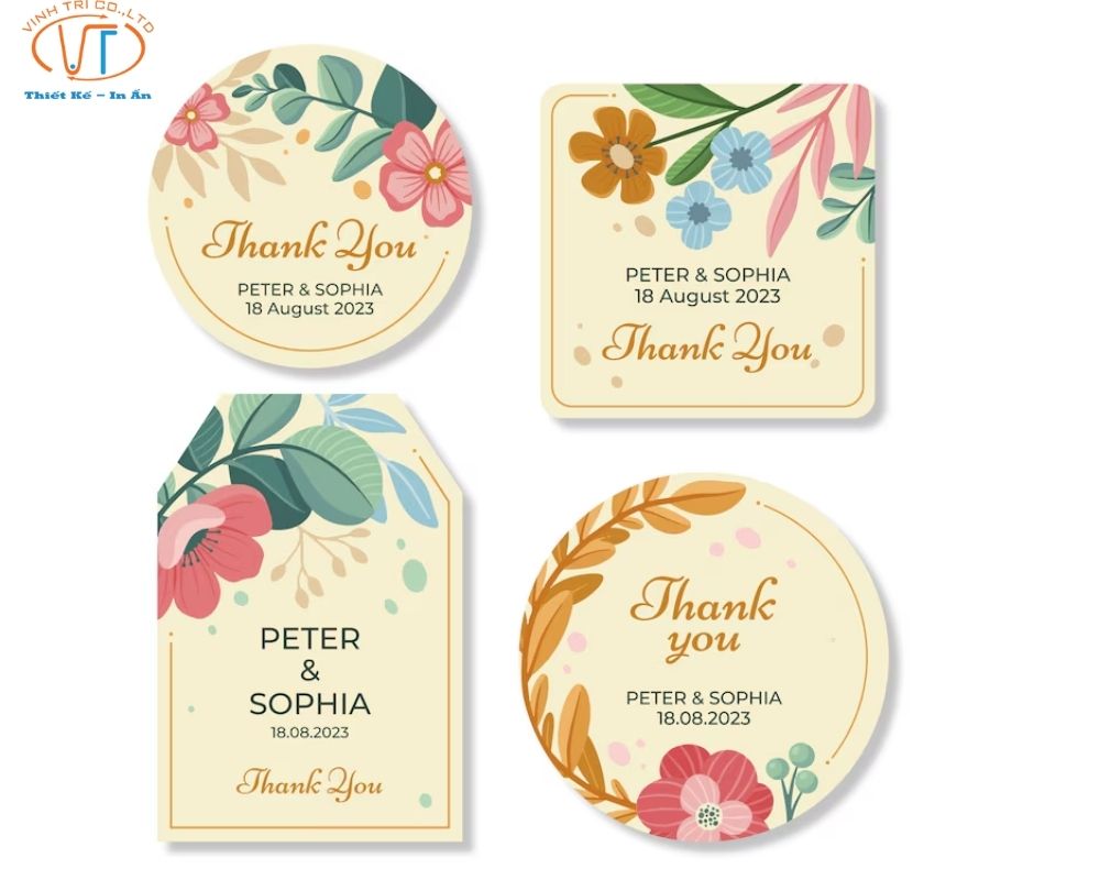 Thank you stickers đa hình dạng