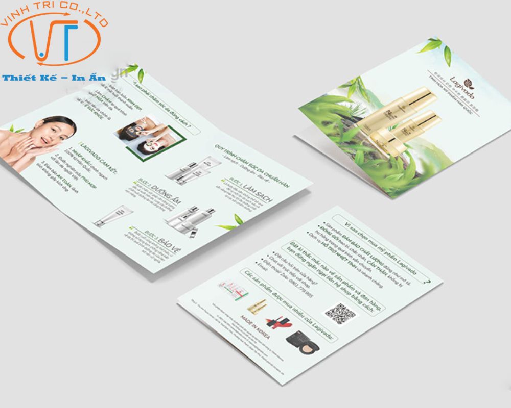 Nội dung in ấn trên brochure của các sản phẩm mỹ phẩm cần phải rõ ràng, xúc tích