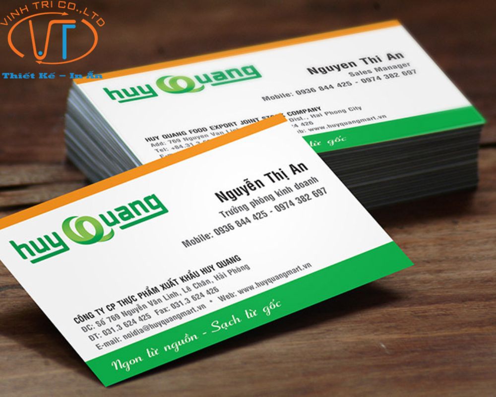 Mẫu card visit nhân viên kinh doanh với thiết kế đơn giản, sử dụng các tông màu tương ứng với logo