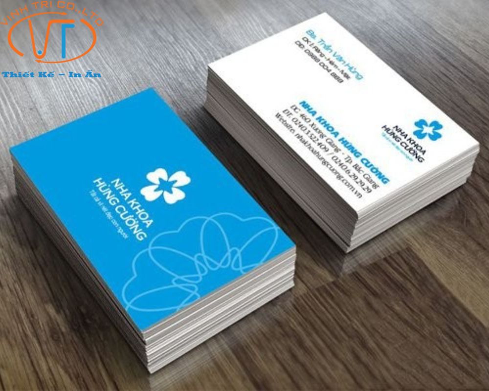 Mẫu thiết kế card visit cá nhân màu xanh trắng, ứng dụng trong lĩnh vực nha khoa