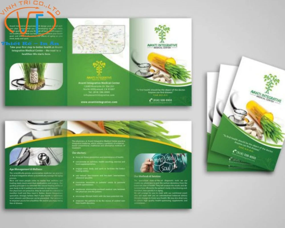 Mẫu brochure gấp 3 dạng Tri - Fold với gam màu xanh ấn tượng