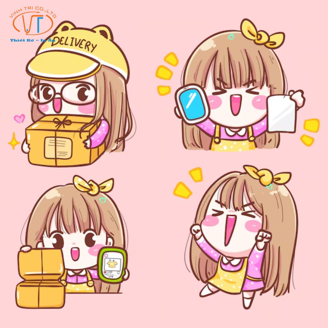 Sticker anime cô bé nhí nhảnh