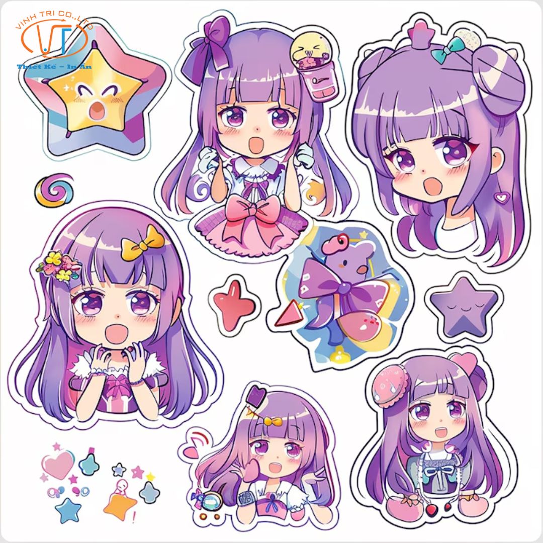 Mẫu sticker cô gái đáng yêu