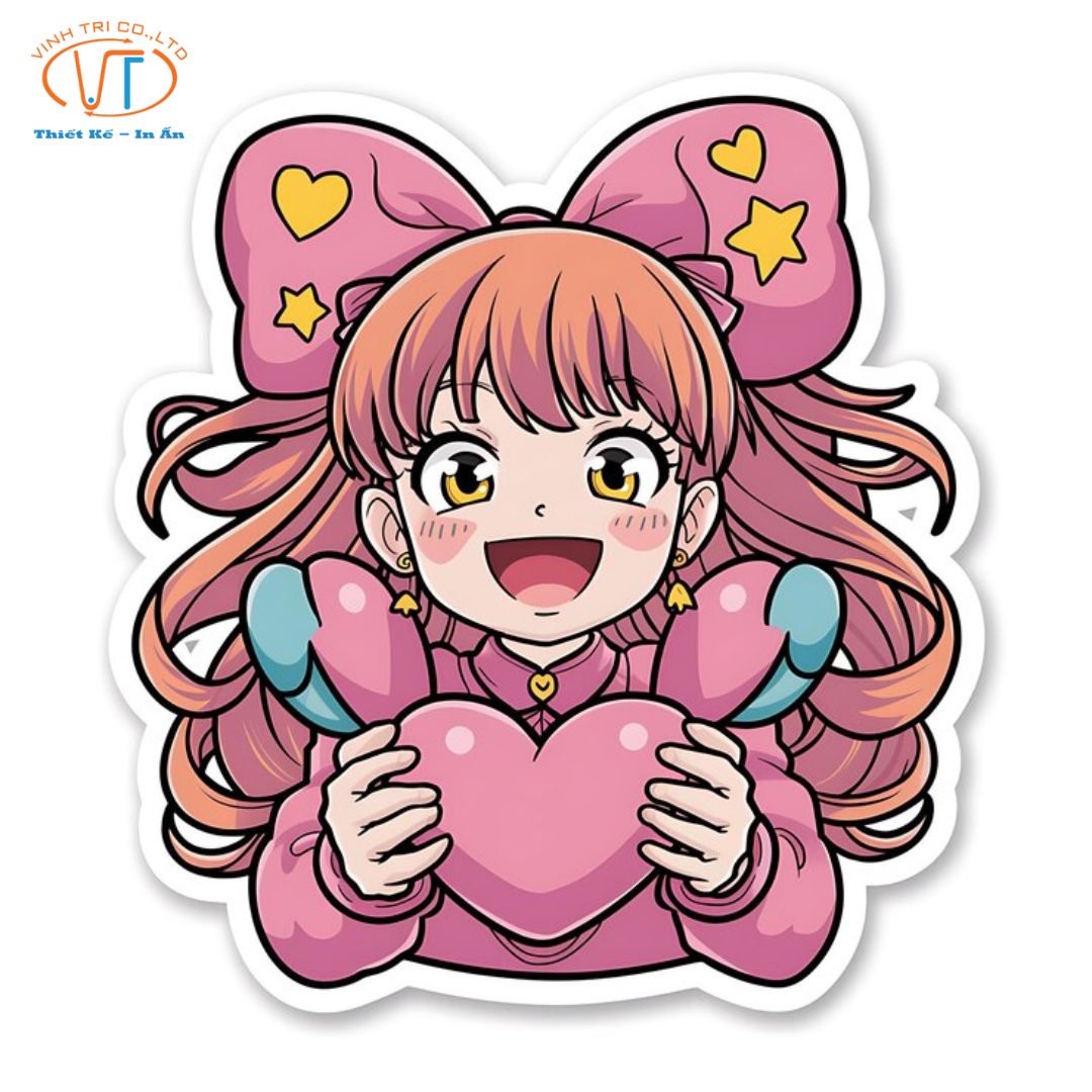 Mẫu sticker cô gái có cái nơ to