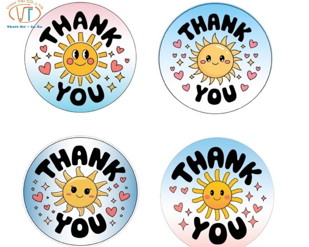 Mẫu sticker cảm ơn hình ông mặt trời