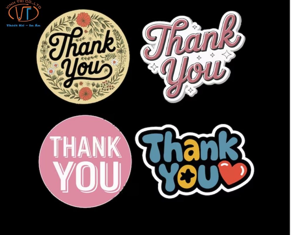 Mẫu thank you sticker đa dạng