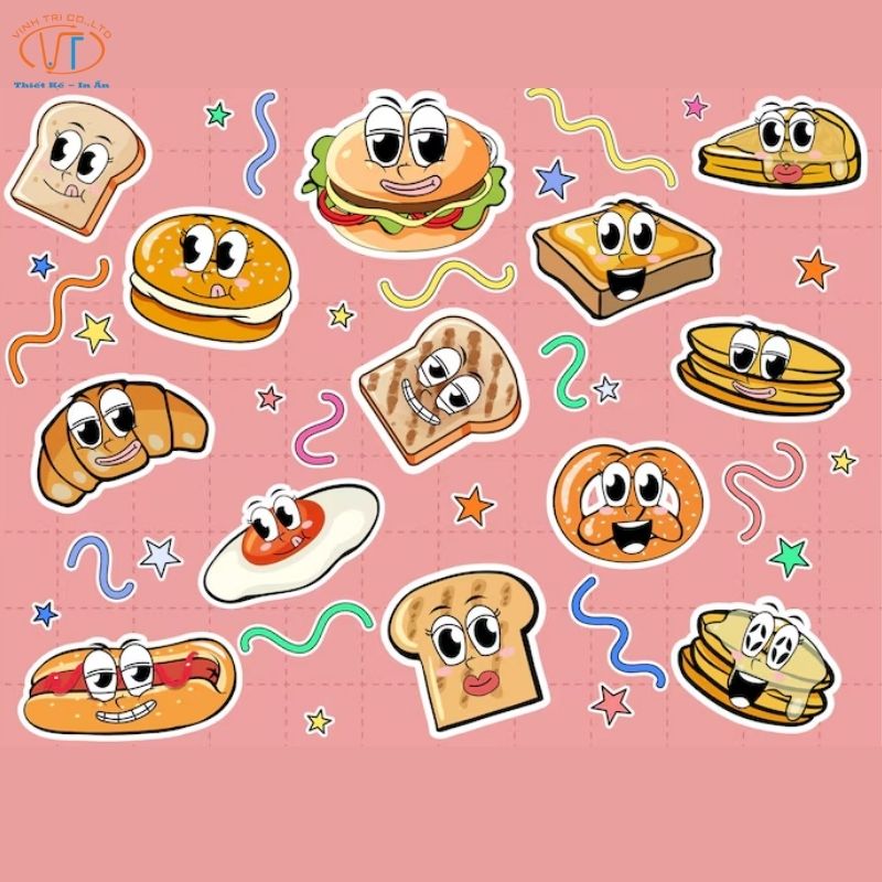 mẫu sticker đồ ăn bằng giấy