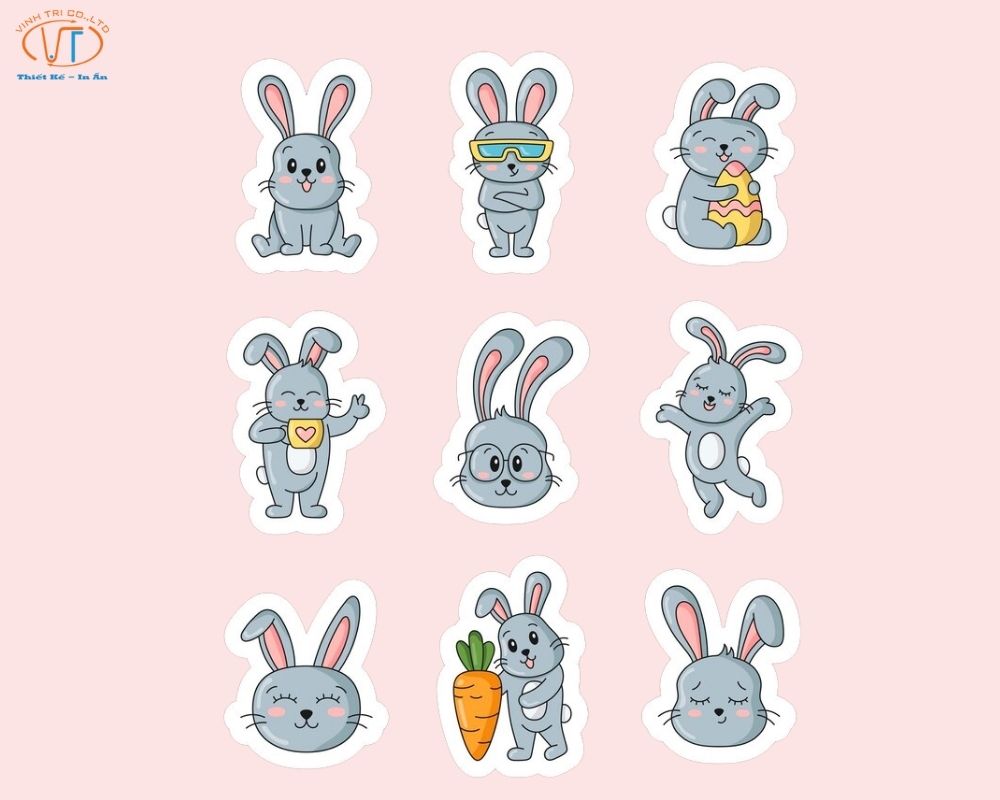 Sticker thỏ xám