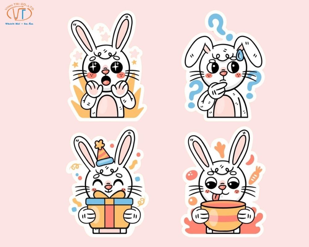 Sticker thỏ biểu cảm đa dạng