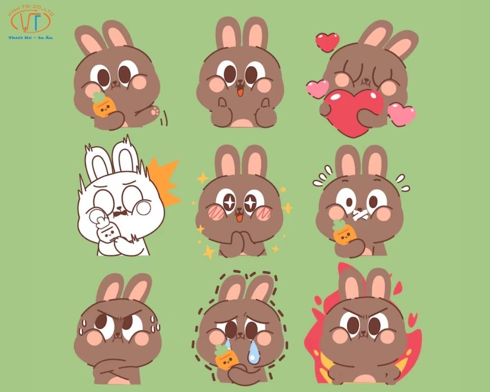 Sticker thỏ nâu