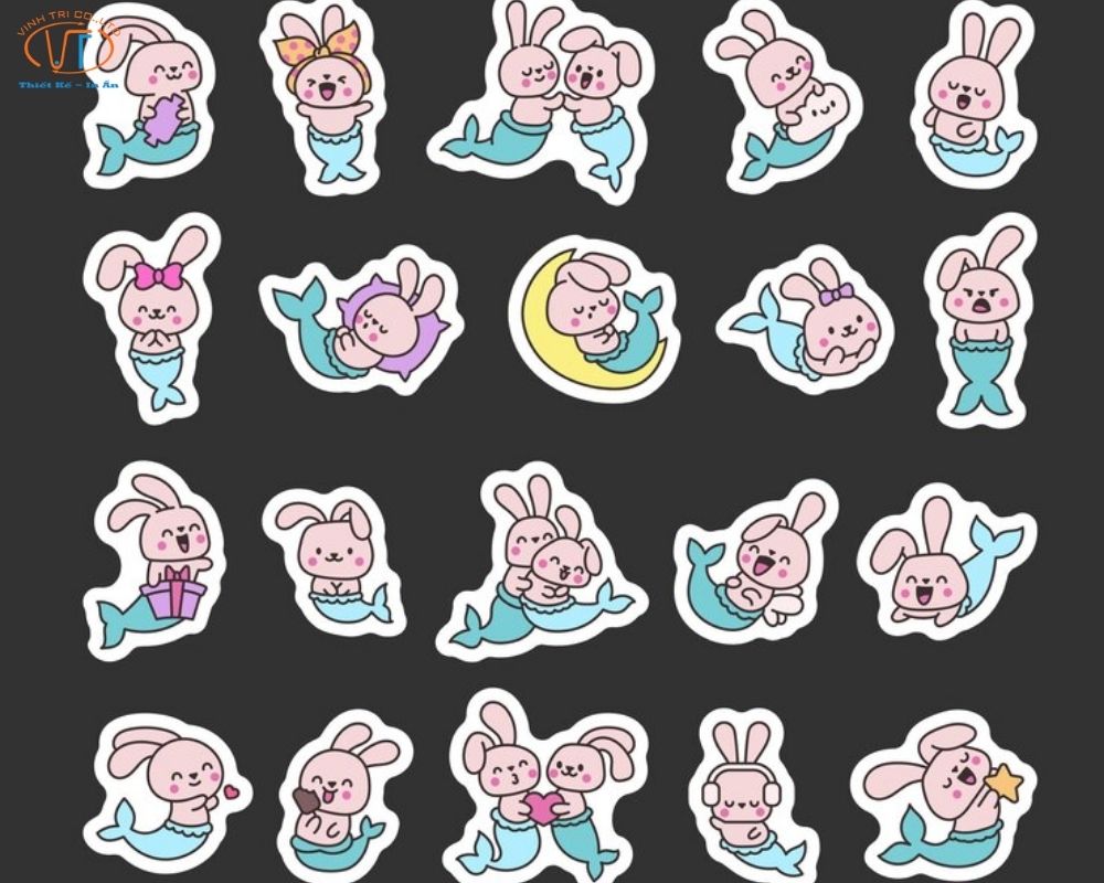 Sticker thỏ hồng