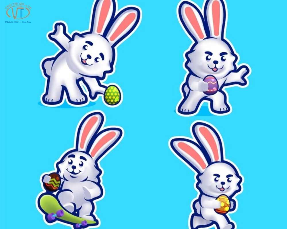 Sticker thỏ năng động
