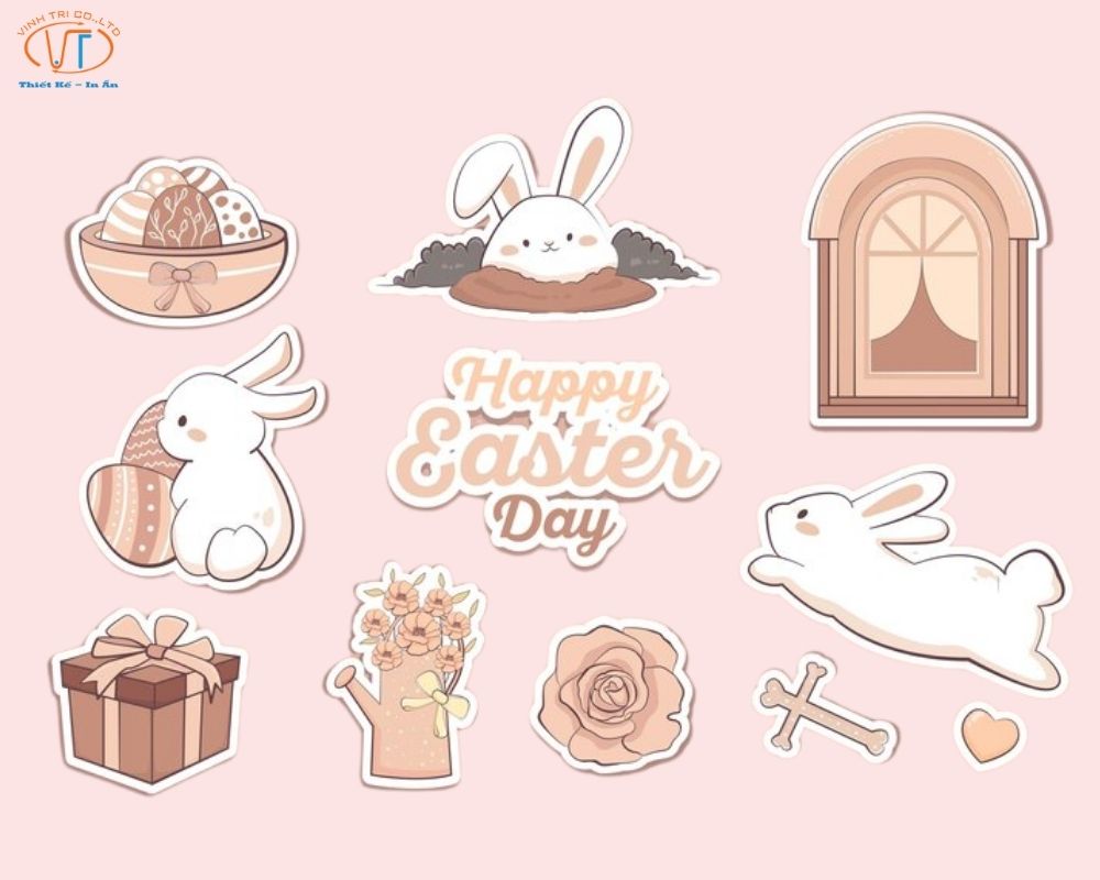 Sticker thỏ cute, dễ thương