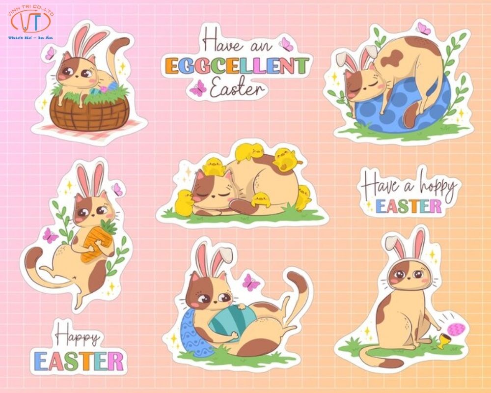 Sticker thỏ vàng đốm nâu