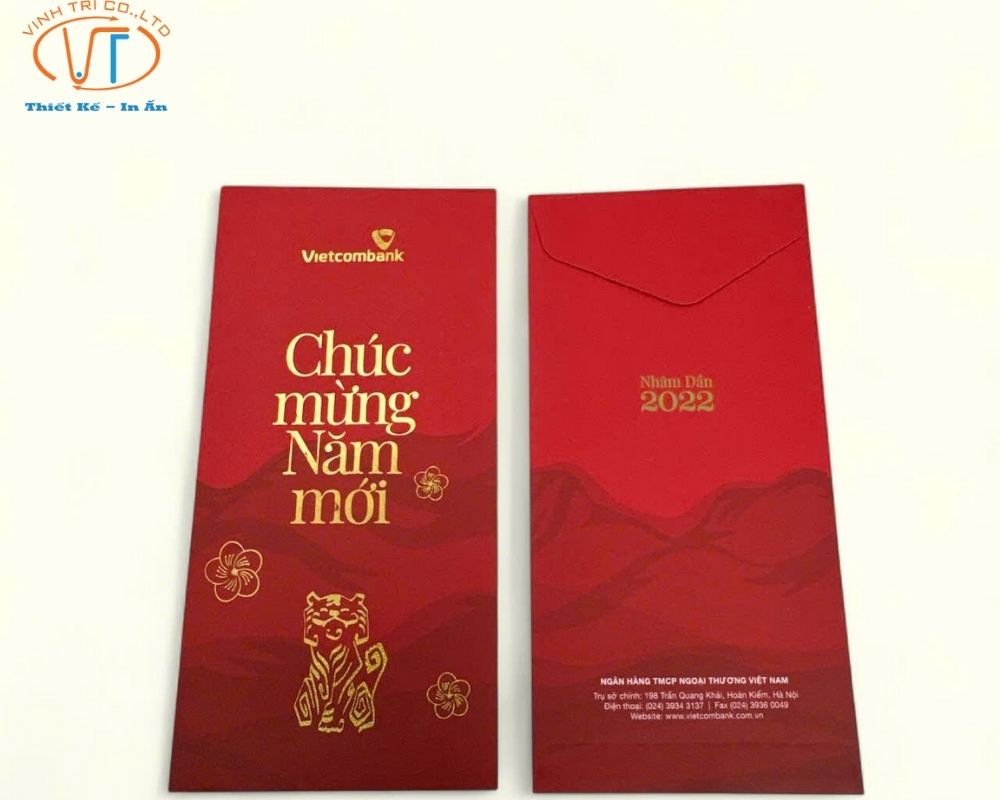 Bao lì xì tết ngân hàng Vietcombank màu đỏ