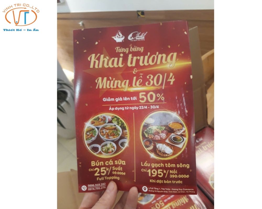Tờ rơi khai trương mừng Đại lễ 30/4