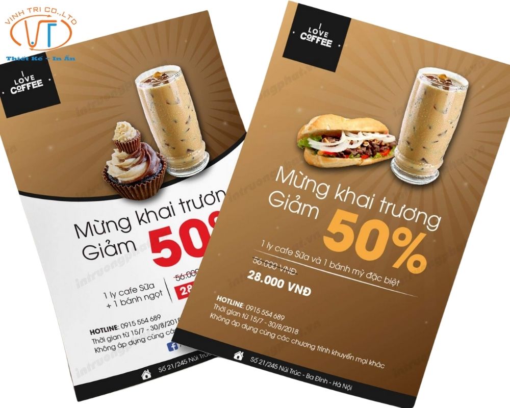 Tờ rơi khai trương màu nâu rực rỡ