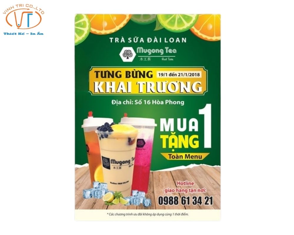 Tờ rơi khai trương cửa hàng trà sữa