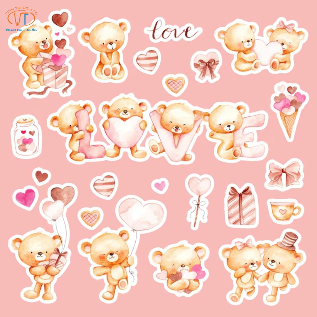 Sticker gấu dùng trang trí đồ vật cá nhân