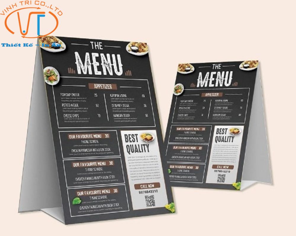 Mẫu menu đứng chữ A đơn giản nhưng gây ấn tượng cho người nhìn