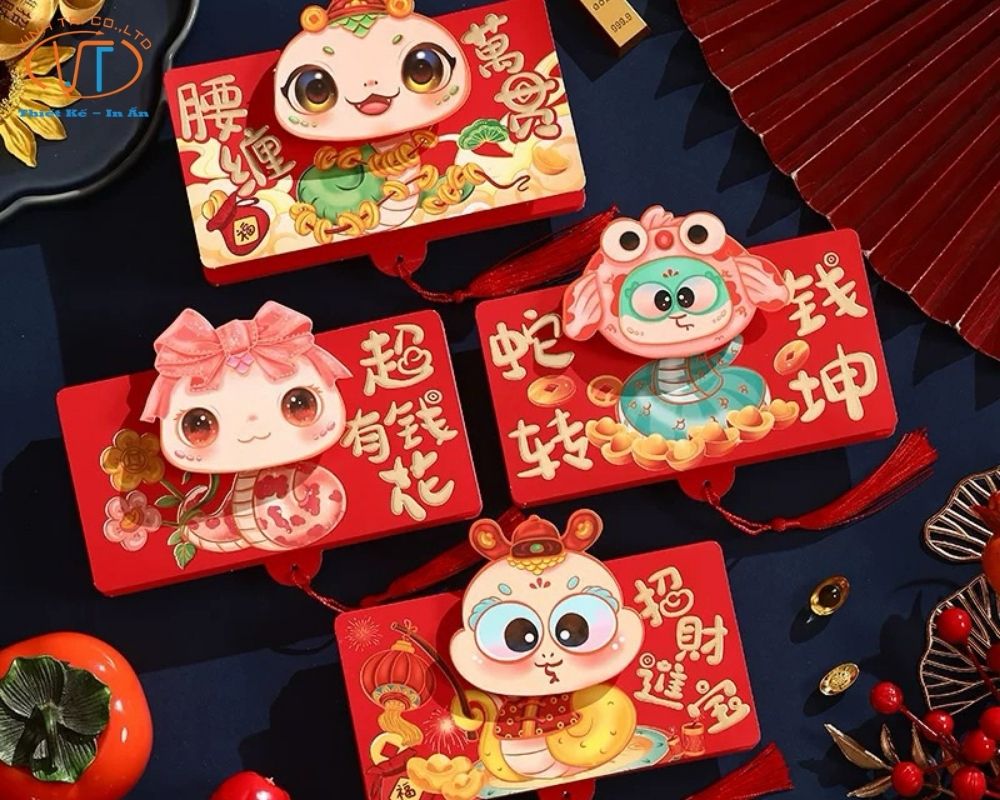 Bao lì xì 3D hình con rắn