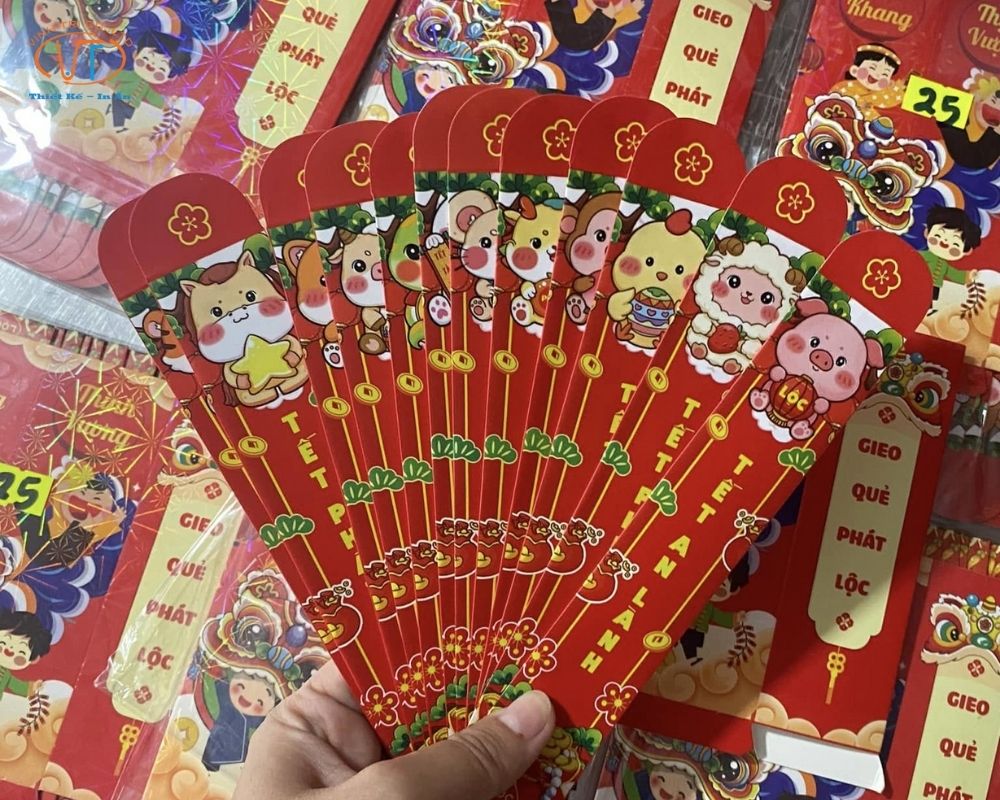 Bao lì xì quẻ xăm màu đỏ