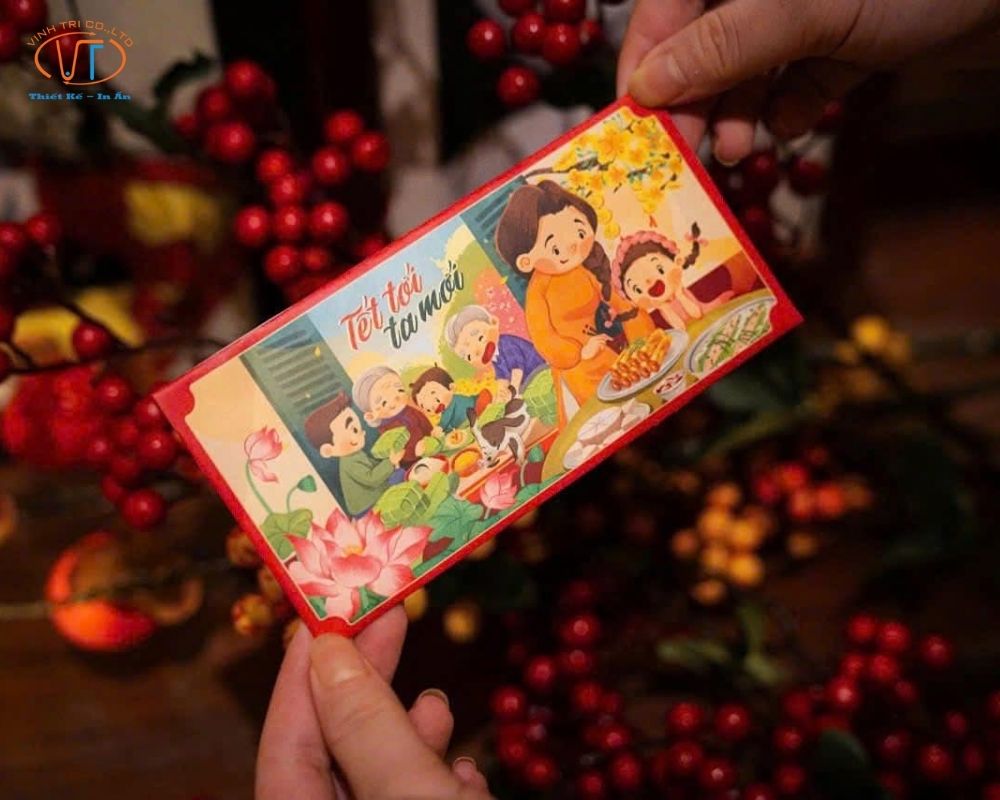 Bao lì xì tết với hình ảnh cả nhà