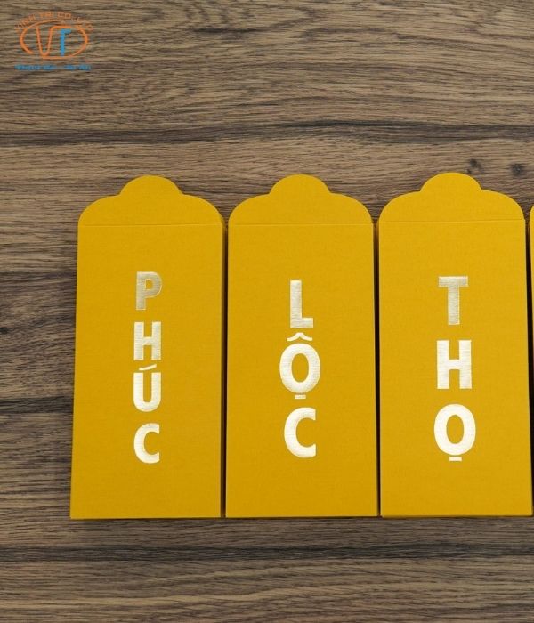 Mẫu bao lì xì màu vàng chữ Phúc Lộc Thọ