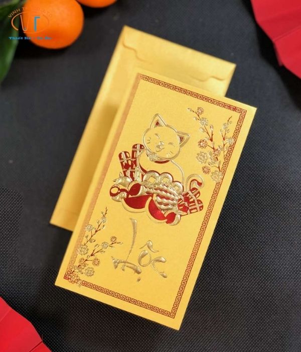 Bao lì xì chữ Lộc có con mèo