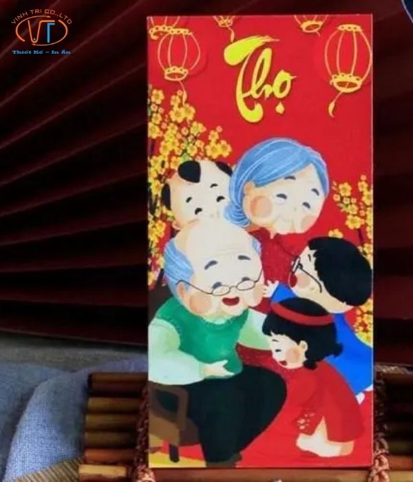 Hình ảnh bao lì xì gia đình chữ Thọ