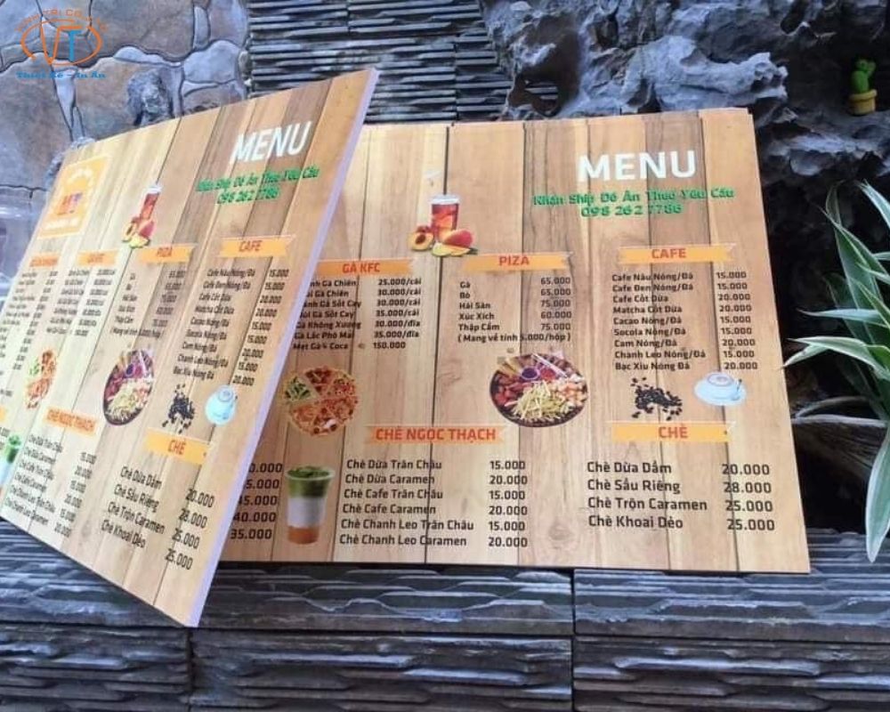 Menu bìa cứng thiết kế ấn tượng